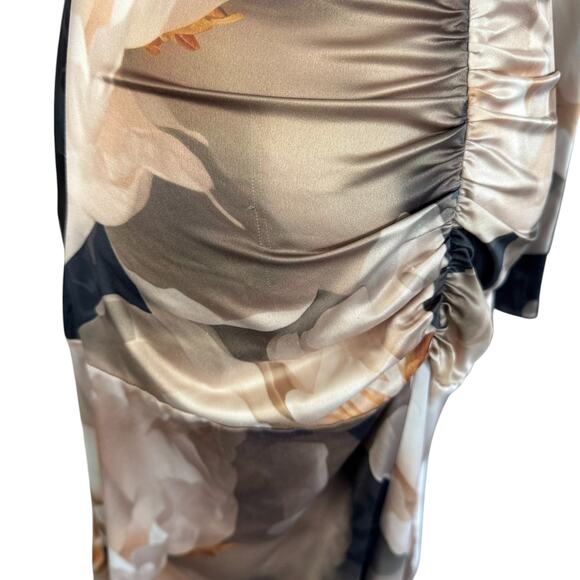 AKNVAS Houston Dress Floral Neutral Multicolor Cream Navy Brown‎ Size 0 - Picture 10 of 13